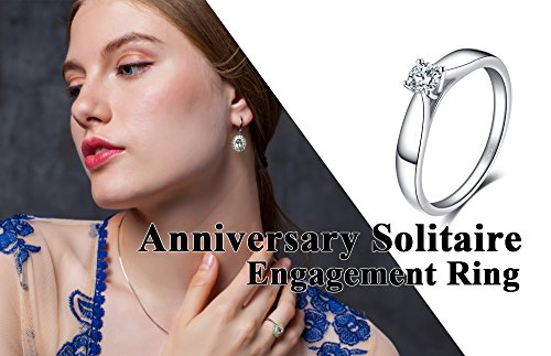 JewelryPalace Anillo mujeres Zirconia cúbica Aniversario Boda Banda Para siemple Plata de ley 925 Tamaño 14