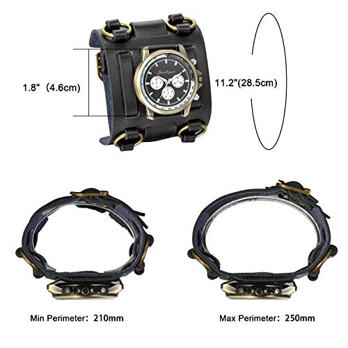 JewelryWe Reloj de Pulsera Grande Negro de Estilo Gótico Punky Hip-Hop para Hombres Chicos, Correa de Cuero Ancha de Moda Retro Punk Rock, Regalos Dia del Padre Originales JewelryWe Reloj de Pulsera Grande Negro de Estilo Gótico Punky Hip-Hop para Hombres Chicos, Correa de Cuero Ancha de Moda Retro Punk Rock, Regalos Dia del Padre Originales