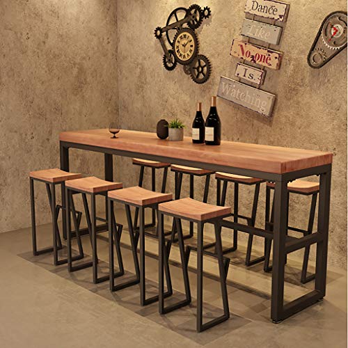 JH Silla de Bar Retro Silla de Bar de Hierro Forjado Taburete de Bar de Madera Maciza Taburete Alto Creativo Silla de Bar de Ocio Silla Frontal Silla de café