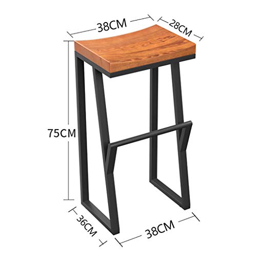 JH Silla de Bar Retro Silla de Bar de Hierro Forjado Taburete de Bar de Madera Maciza Taburete Alto Creativo Silla de Bar de Ocio Silla Frontal Silla de café