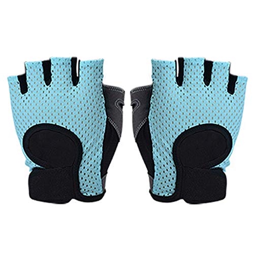 JHD Mujeres Fitness Medio Dedo Guantes Finos Malla Transpirable Entrenamiento Gimnasio Mancuerna Levantamiento de Pesas Yoga Antideslizante Acolchado Deportes Entrenamiento Mitones Cortos