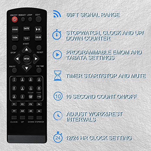 Jhering Temporizador de Gimnasio de Intervalo Cronómetro Led Programable Tabata EMOM MMA Reloj de Conteo Ascendente/Descendente con Control Remoto IR (Azul/Rojo) Jhering Temporizador de Gimnasio de Intervalo Cronómetro Led Programable Tabata EMOM MMA Reloj de Conteo Ascendente/Descendente con Control Remoto IR (Azul/Rojo)
