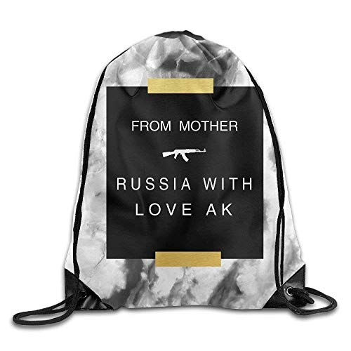 JHUIK bolso con cordón mochila escolar mochilaMochila con cordón, mochila deportiva, mochila de viaje, mochila con cordón para hombres, mujeres, niños y niñas de la madre Rusia con amor AKsports Tasch