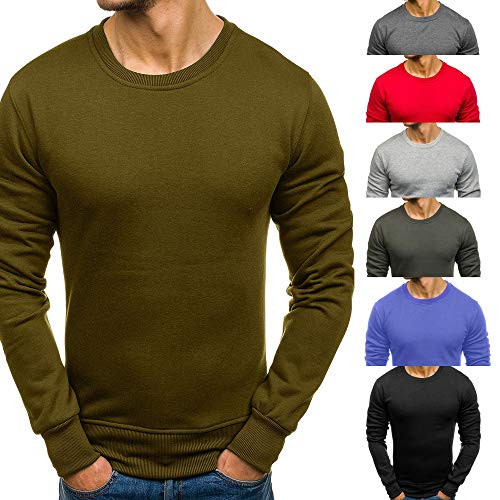 JiaMeng Suéter de Hombre Invierno Manga Larga Suéter Casual Jersey de Punto Caliente Camiseta Blusa básica de Manga Larga con Cuello Redondo (Gris Oscuro, M)