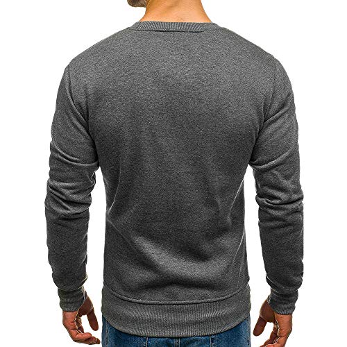 JiaMeng Suéter de Hombre Invierno Manga Larga Suéter Casual Jersey de Punto Caliente Camiseta Blusa básica de Manga Larga con Cuello Redondo (Gris Oscuro, M)