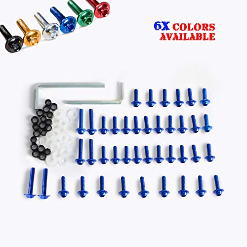 JIANXING Durable con estilo 89PCS Barra de carenado de motocicleta Tornillos de sujetadores Tornillo para Ya.MA.MA YZF R6 2003-2007 2004 2005 2006 YZF R6S 2006-2008 (Color : Blue)