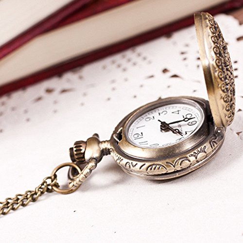 jieGorge Reloj para Mujer, Collar de Cadena con Colgante de Reloj de Bolsillo de Bronce Retro Vintage de Moda Caliente, Joyas y Relojes (como se Muestra)