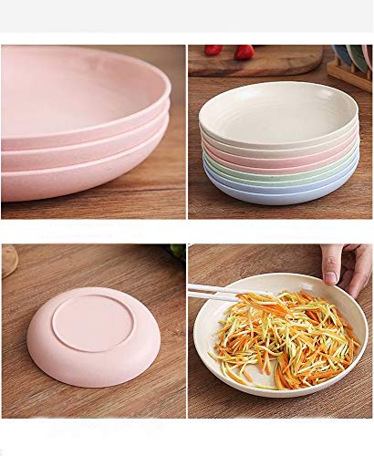 JILIGUALA Platos de paja de trigo ligeros degradables, platos de comida irrompibles, no tóxicos, aptos para lavavajillas y microondas, sin BPA y adultos y niños pequeños, 22,5 cm, 4 unidades