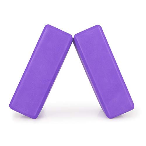 JIM'S STORE Bloque de Espuma+Correa,Bloque de Yoga Ejercico EVA de Alta Densidad para Mejorar Fuerza y Flexibilidad Yoga Pilates Amantes(Morado)