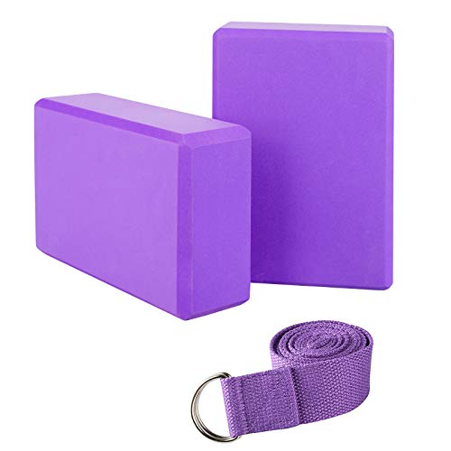 JIM'S STORE Bloque de Espuma+Correa,Bloque de Yoga Ejercico EVA de Alta Densidad para Mejorar Fuerza y Flexibilidad Yoga Pilates Amantes(Morado) JIM'S STORE Bloque de Espuma+Correa,Bloque de Yoga Ejercico EVA de Alta Densidad para Mejorar Fuerza y Flexibilidad Yoga Pilates Amantes(Morado)