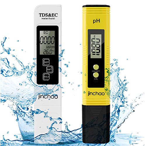 JINCHAO Calidad del Agua Medidor de Prueba, Medidor PH TDS Temperatura EC 4 en 1 Digital, para Agua Potable, hidroponía, jardinería, acuarios, Piscinas y spas