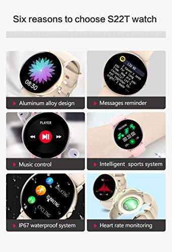 JINPX Smartwatch,Reloj Inteligente para Mujer con Termómetro,Recordatorio del Ciclo Fisiologico,Monitor de Frecuencia Cardíaca,Pulsómetro,8 Mode Deporte,Pulsera Actividad Inteligente para Android iOS