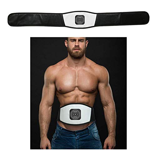 JINQI Entrenadores De Vibración Estimulador De Abdomen De Cuero USB Cinturón De Tonificación Muscular con 6 Programas Masajeador Corporal para Estómago Muscular Abdominal Sin Almohadillas De Repuesto