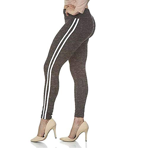 Jinqiuyuan Sexy Yoga Polainas Ajuste Delgado de Cintura Alta Empuja hacia Arriba Lycra Doble Capa de la Raya del Color del Contraste Ejercicios de Fitness for Mujeres Pantalones Deportivos