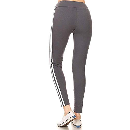 Jinqiuyuan Sexy Yoga Polainas Ajuste Delgado de Cintura Alta Empuja hacia Arriba Lycra Doble Capa de la Raya del Color del Contraste Ejercicios de Fitness for Mujeres Pantalones Deportivos