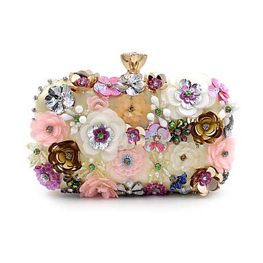 JIWEIER Hermoso Bolsos de Tarde Mujer Perla de Imitación/Cristal/Cristal/Flor Poliéster Bolso de Noche Bolsos de Noche de Cristal de Diamantes de imitación Estampado Floral Arco Iris/Bolsos de JIWEIER Hermoso Bolsos de Tarde Mujer Perla de Imitación/Cristal/Cristal/Flor Poliéster Bolso de Noche Bolsos de Noche de Cristal de Diamantes de imitación Estampado Floral Arco Iris/Bolsos de