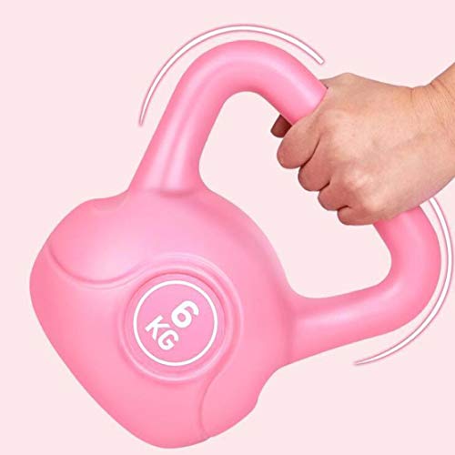 JLDN Gimnasio Pesa Rusa, Neopreno Coating Kettlebell portátil Antideslizante asa, Kettlebells para fisicoculturismo Entrenamiento con Pesas,Pink_6Kg