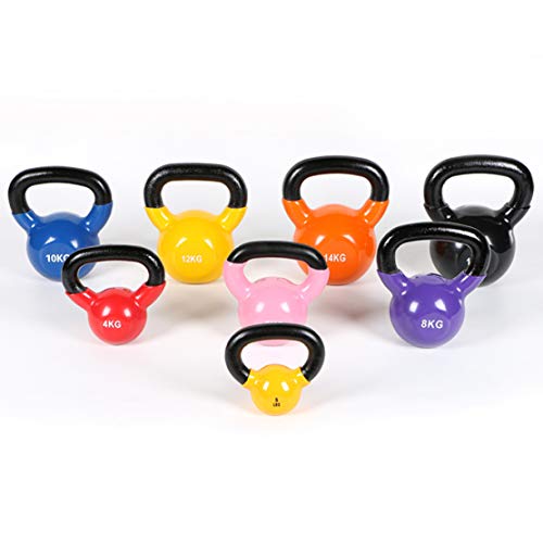 JLDN Hierro Pesa Rusa Hierro Fundido, Fitness Neopreno Kettlebell portátil Antideslizante asa, Kettlebells fisicoculturismo Entrenamiento con Pesas,Black_16Kg