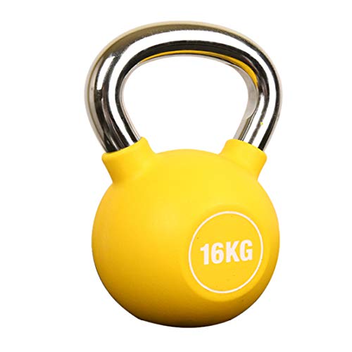 JLDN Revestimiento de Neopreno Pesa Rusa, portátil Kettlebell Antideslizante Entrenamiento con Pesas fisicoculturismo de Gimnasio en casa o Set Crossfit Entrenamientos,Yellow_16Kg