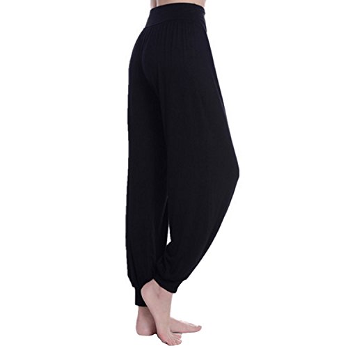 JLTPH Mujer Pantalones de Yoga Anchos Sólido Color Largos Baggy Pantalones Elásticos Fitness Algodón Modal Harem Danza Deportivo Pantalón Polainas