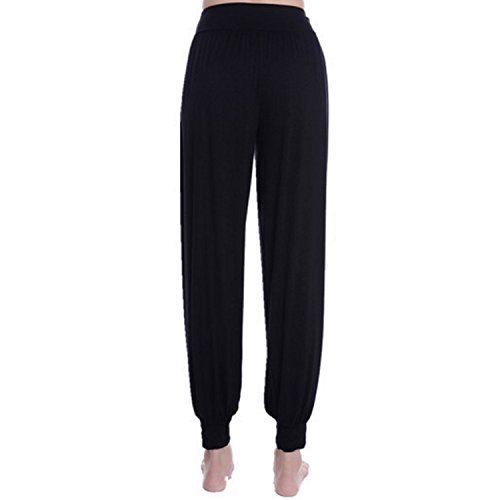 JLTPH Mujer Pantalones de Yoga Anchos Sólido Color Largos Baggy Pantalones Elásticos Fitness Algodón Modal Harem Danza Deportivo Pantalón Polainas