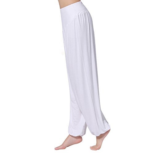 JLTPH Mujer Pantalones de Yoga Anchos Sólido Color Largos Baggy Pantalones Elásticos Fitness Algodón Modal Harem Danza Deportivo Pantalón Polainas