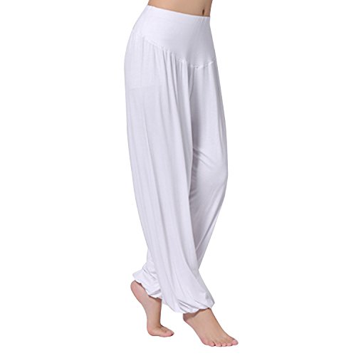 JLTPH Mujer Pantalones de Yoga Anchos Sólido Color Largos Baggy Pantalones Elásticos Fitness Algodón Modal Harem Danza Deportivo Pantalón Polainas