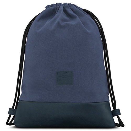 Johnny Urban Mochila de Cuerda Azul/Azul Oscuro Bolsa de Cuerdas para Hombre Mujer Niños y Adolescentes - Mochilas Cordón de Gimnasio - Bolsa Deporte de Algodón y Cuero Vegano