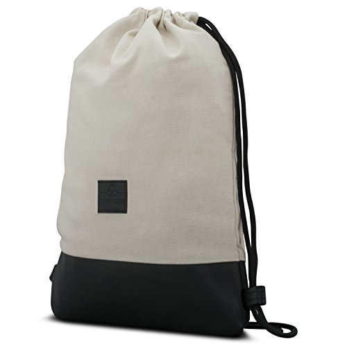 Johnny Urban Mochila de Cuerda Blanco/Negro Bolsa de Cuerdas para Hombre Mujer Niños y Adolescentes - Mochilas Cordón de Gimnasio - Bolsa Deporte de Algodón y Cuero Vegano