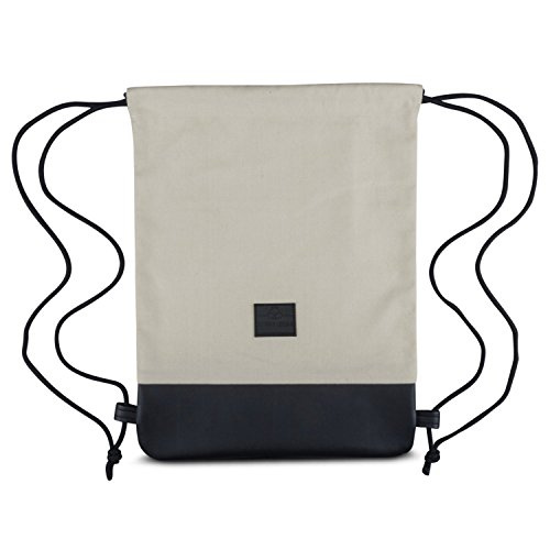 Johnny Urban Mochila de Cuerda Blanco/Negro Bolsa de Cuerdas para Hombre Mujer Niños y Adolescentes - Mochilas Cordón de Gimnasio - Bolsa Deporte de Algodón y Cuero Vegano