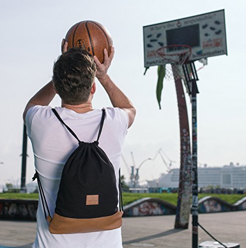 Johnny Urban Mochila de Cuerda Negro/Marrón Bolsa de Cuerdas para Hombre Mujer Niños y Adolescentes - Mochilas Cordón de Gimnasio - Bolsa Deporte de Algodón y Cuero Vegano Johnny Urban Mochila de Cuerda Negro/Marrón Bolsa de Cuerdas para Hombre Mujer Niños y Adolescentes - Mochilas Cordón de Gimnasio - Bolsa Deporte de Algodón y Cuero Vegano