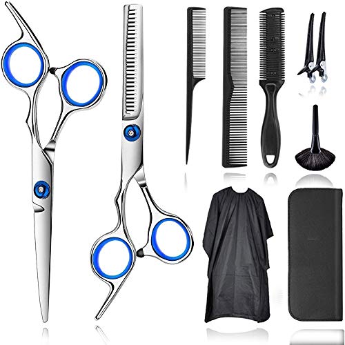JOKBEN tijeras de peluquería, Tijeras Peluquelo Profesional para el cabello, Tijeras Peluqueria Profesional con capa de barbero y peine de maquinilla de afeitar, clips, set corte de pelo profesional JOKBEN tijeras de peluquería, Tijeras Peluquelo Profesional para el cabello, Tijeras Peluqueria Profesional con capa de barbero y peine de maquinilla de afeitar, clips, set corte de pelo profesional