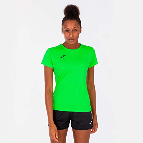 Joma Combi Woman M/C Camiseta Deportiva para Mujer de Manga Corta y Cuello Redondo, Verde (Verde Flúor)