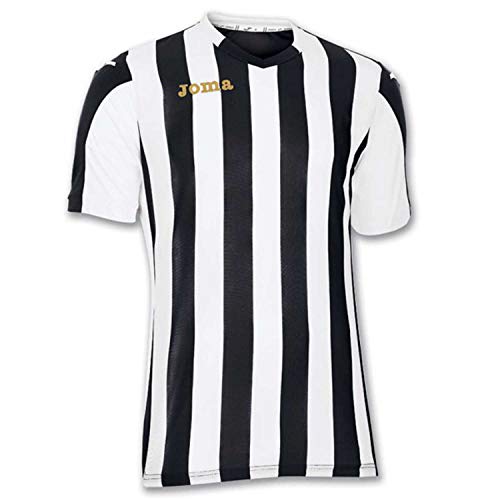 Joma Copa Camiseta de Equipación de Manga Corta, Hombre, Negro/Blanco, L