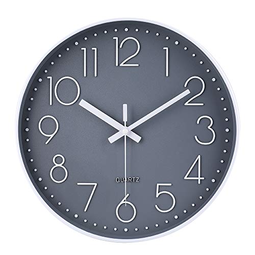 jomparis Reloj de Pared Moderno,Grandes Decorativos Silencioso Interior Reloj de Cuarzo de Cuarzo Redondo No-Ticking para Sala de Estar,Panel Gris Marco Blanco, Funciona con Pilas,30 cm diámetro, jomparis Reloj de Pared Moderno,Grandes Decorativos Silencioso Interior Reloj de Cuarzo de Cuarzo Redondo No-Ticking para Sala de Estar,Panel Gris Marco Blanco, Funciona con Pilas,30 cm diámetro,