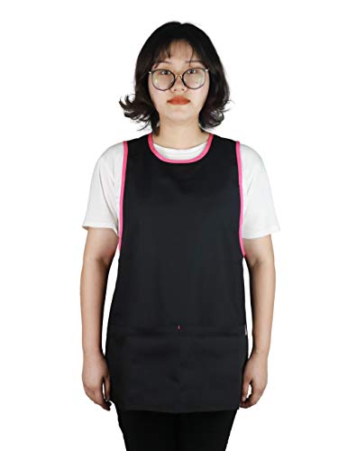 JONATHAN UNIFORM Unisex Peto Delantal Laboral Con 2 Bolsillos pour Cocina Quehaceres Domésticos Trabajos Caseros (Negro-V)