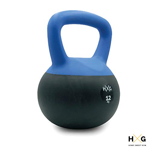 JOWY HxG Pesa Rusa o Pesa Kettlebell 12kg, PVC rellena de Fina Arena de Acero, Ideal para Ejercicios y Entrenamientos de musculación o Crosstraining. Tu casa es tu Gimnasio.