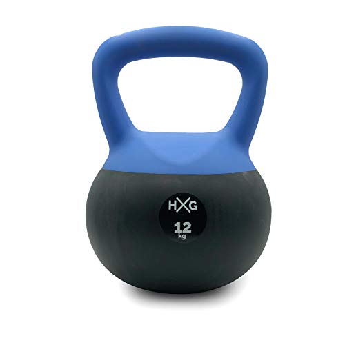 JOWY HxG Pesa Rusa o Pesa Kettlebell 12kg, PVC rellena de Fina Arena de Acero, Ideal para Ejercicios y Entrenamientos de musculación o Crosstraining. Tu casa es tu Gimnasio.