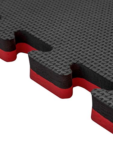 JOWY Lote 4 Unidades Esterilla Goma Espuma Tatami Puzzle | Tatami Suelo para Gimnasio Ideal Artes Marciales 1m x 1m x 2 cm Rojo/Negro