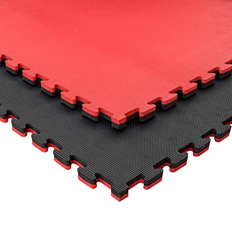 JOWY Lote 4 Unidades Esterilla Goma Espuma Tatami Puzzle | Tatami Suelo para Gimnasio Ideal Artes Marciales 1m x 1m x 2 cm Rojo/Negro JOWY Lote 4 Unidades Esterilla Goma Espuma Tatami Puzzle | Tatami Suelo para Gimnasio Ideal Artes Marciales 1m x 1m x 2 cm Rojo/Negro