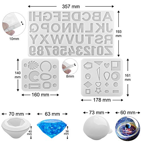 Joyería de Resina Molde de Silicona DIY Resina Arte Número de Letra Moldes de Resina Fundición, Para Hacer Joyas, Colgante de Collar, Decoración de Pendiente, Llavero, Para Regalos o Decoraciones