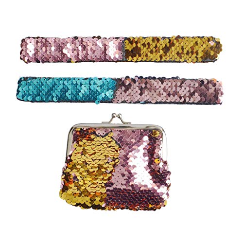 JOYKK 3Pieces Slap Pulsera Monedero Cambio Monedero Monedero Conjunto para Niños Niños - Rosa Fuerte