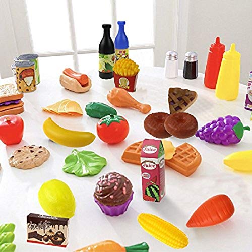 joylink 139pcs de Juguetes Cortar Frutas Verduras Pizza Juego de Plástico para Niños Juguetes Temprano Eeducativos Set de Alimentos de Corte Juguete del Bebé