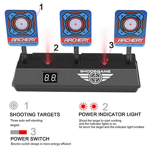 joylink Objetivo de Tiro Eléctrico, Objetivo Digital Electrónico para Pistolas Nerf con Restablecimiento Automático Tiro Juguete y Efectos de Sonido y Luz para Nerf N-Strike Elite/Mega/Rival Series