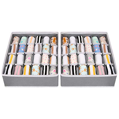 joyoldelf 2 Paquetes Textil organizadores cajón divisores, 24 Celdas Plegable Ropa Interior Cajas de Almacenamiento para almacenar Calcetines, Bufandas, Sujetador joyoldelf 2 Paquetes Textil organizadores cajón divisores, 24 Celdas Plegable Ropa Interior Cajas de Almacenamiento para almacenar Calcetines, Bufandas, Sujetador