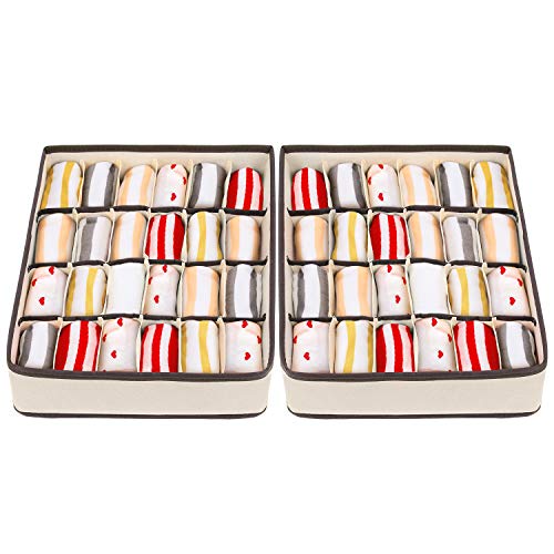 joyoldelf - Caja de Almacenamiento Plegable para cajones - 2 Paquetes - 24 Compartimentos - Organizador para Ropa Interior, Guardar Calcetines, Sujetadores, pañuelos joyoldelf - Caja de Almacenamiento Plegable para cajones - 2 Paquetes - 24 Compartimentos - Organizador para Ropa Interior, Guardar Calcetines, Sujetadores, pañuelos