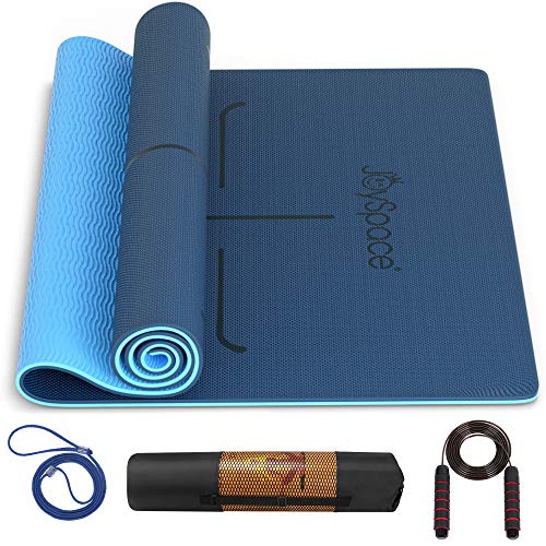 JOYSPACE Esterilla Deporte Esterilla Yoga Antideslizante Colchoneta de Yoga de Material Ecológico TPE Yoga Mat con Bolsa y Cuerda Alfombrilla para Yoga Fitness Gimnasia Pilates - 183x61x0.6 cm