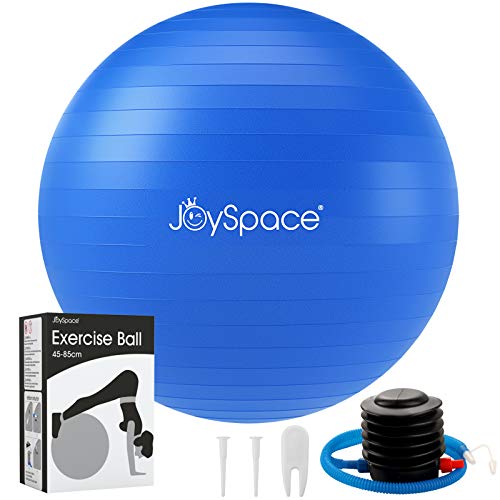 JOYSPACE Pelota de Ejercicio Anti-explosión Pelota de Pilates Fitness Yoga Embarazo Equilibrio Entrenamiento Anti-Burst Fitball Balon de Gimnasia con Bomba Rápida,55cm-Azul
