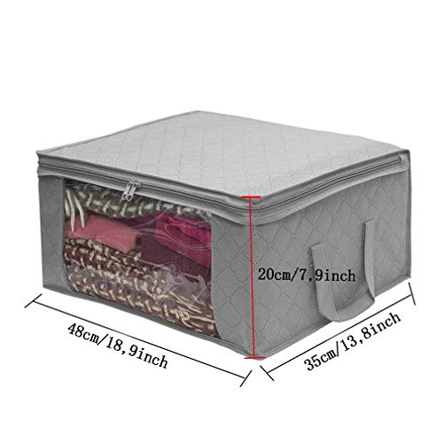 JSENGE Bolsa de Almacenamiento para Ropa Plegable, Almacenaje Bajo La Cama, Contenedor de Ropa de Tela, para Edredones Fundas Almohadas Juguetes Chaquetas Ropa, 48 x 20 x 35cm, 3 Piezas (Gris) JSENGE Bolsa de Almacenamiento para Ropa Plegable, Almacenaje Bajo La Cama, Contenedor de Ropa de Tela, para Edredones Fundas Almohadas Juguetes Chaquetas Ropa, 48 x 20 x 35cm, 3 Piezas (Gris)