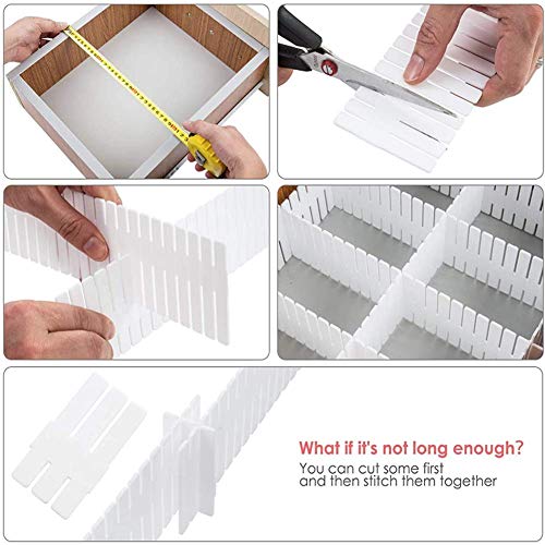 JSF DIY Separadores de Cajones 32.4 x 7 cm, Set de 12 Ajustable Organizador de Cajones (Blanco) JSF DIY Separadores de Cajones 32.4 x 7 cm, Set de 12 Ajustable Organizador de Cajones (Blanco)